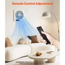 VEVOR 7.5-Inch Room to Room Fan, 2-in-1 305 CFM Through Wall Fan with Remote Control & Two-Way Airflow, 10-Speed Ventilation Quiet Vent for Kitchen, Living & Laundry Room Workshop