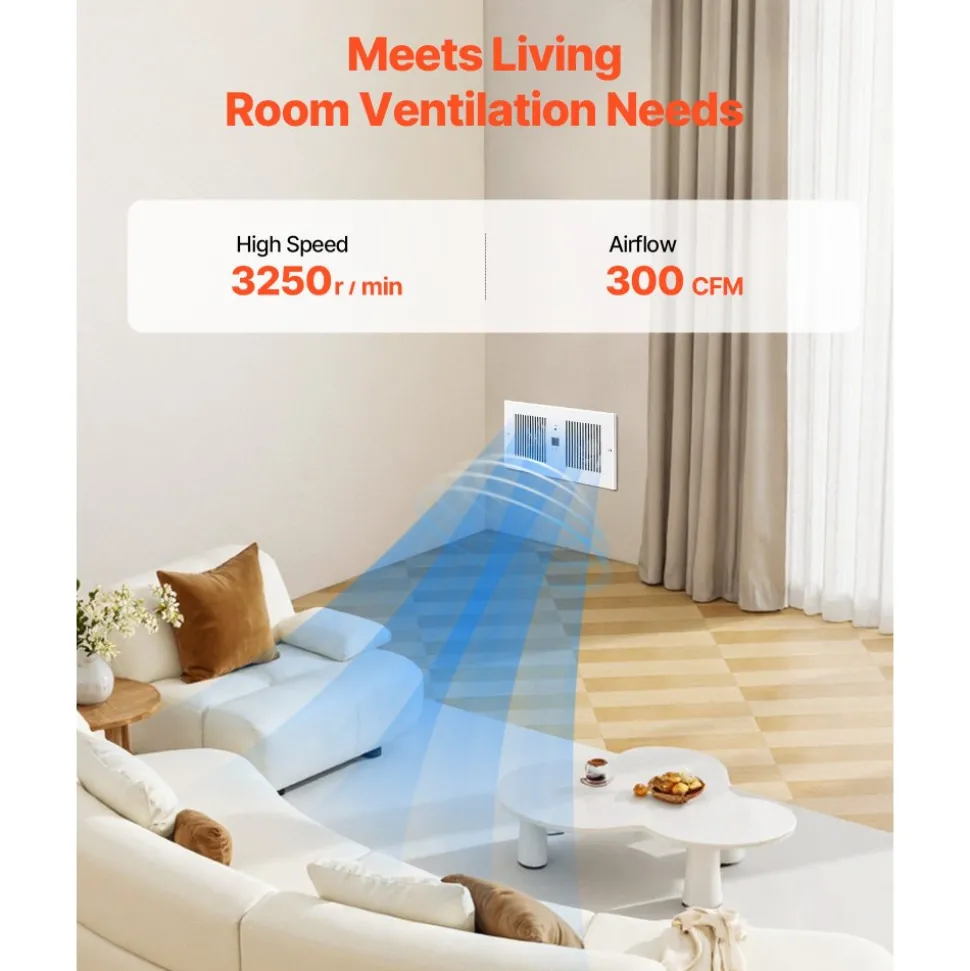 VEVOR 4-Inch Room to Room Fan, 2-in-1 300 CFM Through Wall Fan with Remote Control & Temperature Control, 10-Speed Ventilation Quiet Vent for Kitchen, Living & Laundry Room, Workshop