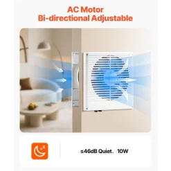 VEVOR 7.5-Inch Room to Room Fan, Through Wall Fan with AC Motor & Bi-directional Adjustable Wind, 180 CFM Ventilation Quiet Exhaust Vent for Kitchen, Living & Laundry Room, Workshop