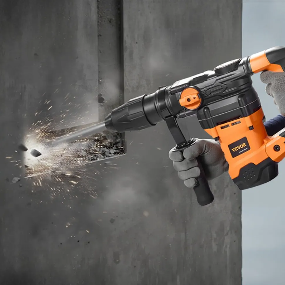 VEVOR 1-9/16 Inch SDS-Max Rotary Hammer Drill, 13Amp Corded Drills, Heavy Duty Chipping Hammers with Vibration Control & Safety Clutch, Electric Demolition Hammers Variable Speed, Power Tool For Concr