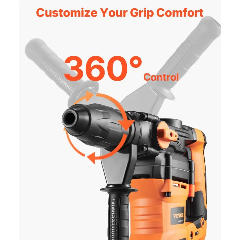 VEVOR 1-9/16 Inch SDS-Max Rotary Hammer Drill, 13Amp Corded Drills, Heavy Duty Chipping Hammers with Vibration Control & Safety Clutch, Electric Demolition Hammers Variable Speed, Power Tool For Concr