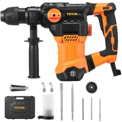 VEVOR 1-1/4 Inch SDS-Plus Rotary Hammer Drill, 13 Amp Corded Drills, Heavy Duty Chipping Hammers with Vibration Control & Safety Clutch, Electric Demolition Hammers Variable Speed, Power Tool For Conc