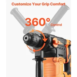 VEVOR 1-1/4 Inch SDS-Plus Rotary Hammer Drill, 13 Amp Corded Drills, Heavy Duty Chipping Hammers with Vibration Control & Safety Clutch, Electric Demolition Hammers Variable Speed, Power Tool For Conc