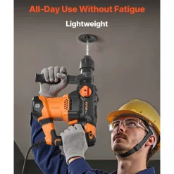 VEVOR 1-1/4 Inch SDS-Plus Rotary Hammer Drill, 13 Amp Corded Drills, Heavy Duty Chipping Hammers with Vibration Control & Safety Clutch, Electric Demolition Hammers Variable Speed, Power Tool For Conc