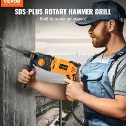 VEVOR 1 Inch SDS-Plus Rotary Hammer Drill, 8 Amp Corded Drills, Heavy Duty Chipping Hammers with Safety Clutch, Electric Demolition Hammers, Taladro Rotomartillo, Power Tool For Concrete