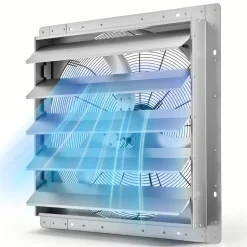 VEVOR 24 Inch Shutter Exhaust Fan Wall Mounted Automatic Louvers Silver, Sturdy Steel Housing, Low Noise, AC Motor, 7030 CFM Ventilation and Cooling for Attic, Garage, Barn, Greenhouse, Workshop
