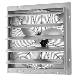 VEVOR 24 Inch Shutter Exhaust Fan Wall Mounted Automatic Louvers Silver, Sturdy Steel Housing, Low Noise, AC Motor, 7030 CFM Ventilation and Cooling for Attic, Garage, Barn, Greenhouse, Workshop