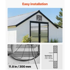 VEVOR 10 inch Shutter Exhaust Fan, Wall Mounted Attic Vent Fan with Variable Speed Controller, 900 CFM, AC Motor, Heavy-duty Steel, Low Noise for Shed, Garage, Greenhouse Ventilation Cooling, Black