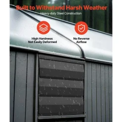 VEVOR 12 inch Shutter Exhaust Fan, Wall Mounted Attic Vent Fan with Smart Programming Variable Speed Temperature Control, 1500 CFM,EC Motor,Timer, for Shed,Garage,Greenhouse Ventilation Cooling,Black
