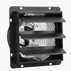 VEVOR 12 inch Shutter Exhaust Fan, Wall Mounted Attic Vent Fan with Smart Programming Variable Speed Temperature Control, 1500 CFM,EC Motor,Timer, for Shed,Garage,Greenhouse Ventilation Cooling,Black