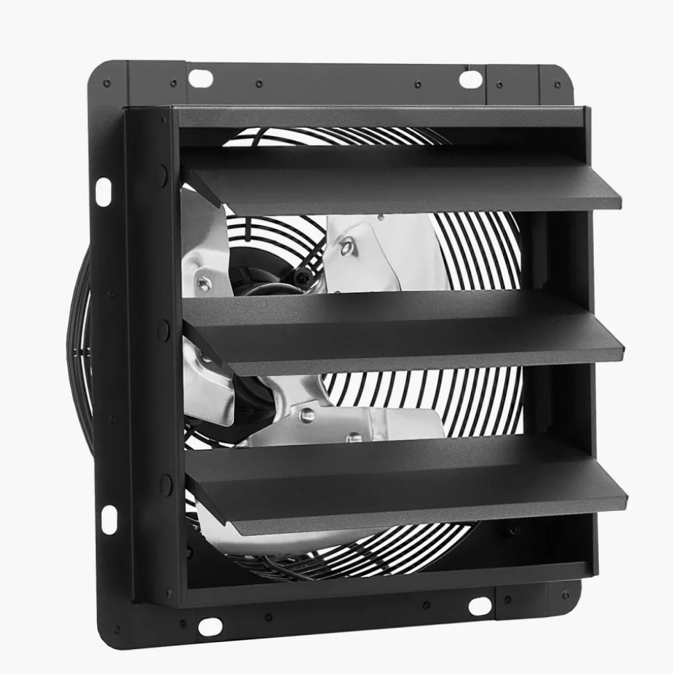 VEVOR 12 inch Shutter Exhaust Fan, Wall Mounted Attic Vent Fan with Smart Programming Variable Speed Temperature Control, 1500 CFM,EC Motor,Timer, for Shed,Garage,Greenhouse Ventilation Cooling,Black