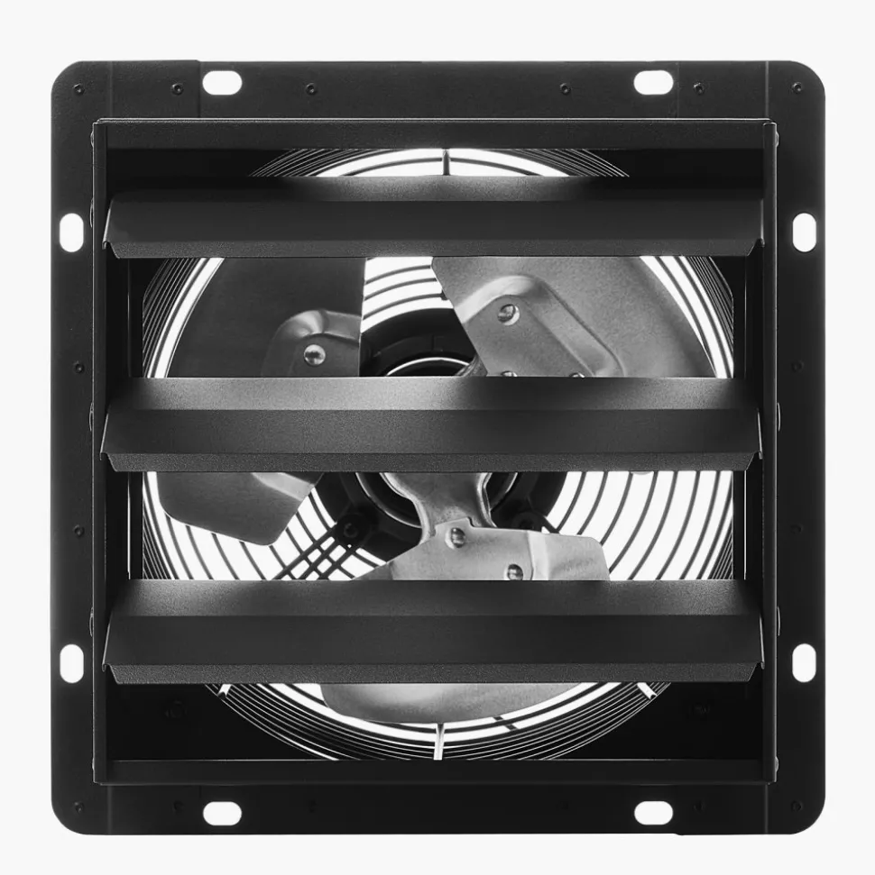 VEVOR 12 inch Shutter Exhaust Fan, Wall Mounted Attic Vent Fan with Smart Programming Variable Speed Temperature Control, 1500 CFM,EC Motor,Timer, for Shed,Garage,Greenhouse Ventilation Cooling,Black