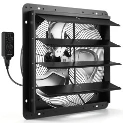 VEVOR 18 inch Shutter Exhaust Fan Wall-Mount Variable Speed Temperature, Automatic Louvers Sturdy Steel Housing, Low Noise, Ventilation and Cooling for Attic, Garage, Barn, Greenhouse, Workshop