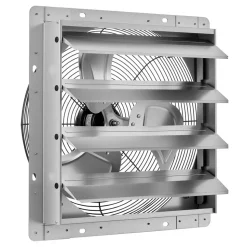 VEVOR 16 Inch Shutter Exhaust Fan Wall Mounted Automatic Louvers Silver, Sturdy Steel Housing, 2438 CFM Low Noise, AC Motor, Ventilation and Cooling for Attic, Garage, Barn, Greenhouse, Workshop