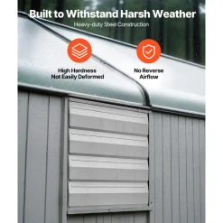 VEVOR 16 Inch Shutter Exhaust Fan Wall Mounted Automatic Louvers Silver, Sturdy Steel Housing, 2438 CFM Low Noise, AC Motor, Ventilation and Cooling for Attic, Garage, Barn, Greenhouse, Workshop