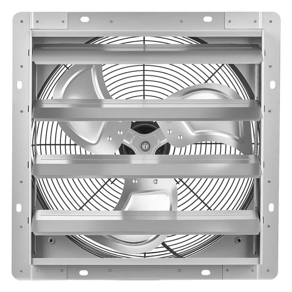 VEVOR 16 Inch Shutter Exhaust Fan Wall Mounted Automatic Louvers Silver, Sturdy Steel Housing, 2438 CFM Low Noise, AC Motor, Ventilation and Cooling for Attic, Garage, Barn, Greenhouse, Workshop