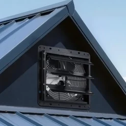 VEVOR 12 Inch Shutter Exhaust Fan Wall Mounted Automatic Louvers EC Motor, Steel Housing, Temperature & Humidity Controller, Ventilation & Cooling for Attic, Garage, Barn, Greenhouse, Workshop, Black