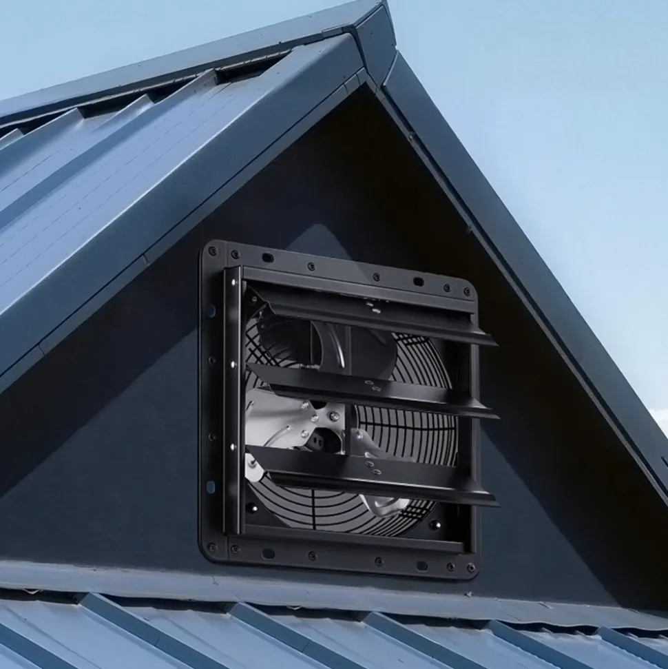 VEVOR 12 Inch Shutter Exhaust Fan Wall Mounted Automatic Louvers EC Motor, Steel Housing, Temperature & Humidity Controller, Ventilation & Cooling for Attic, Garage, Barn, Greenhouse, Workshop, Black
