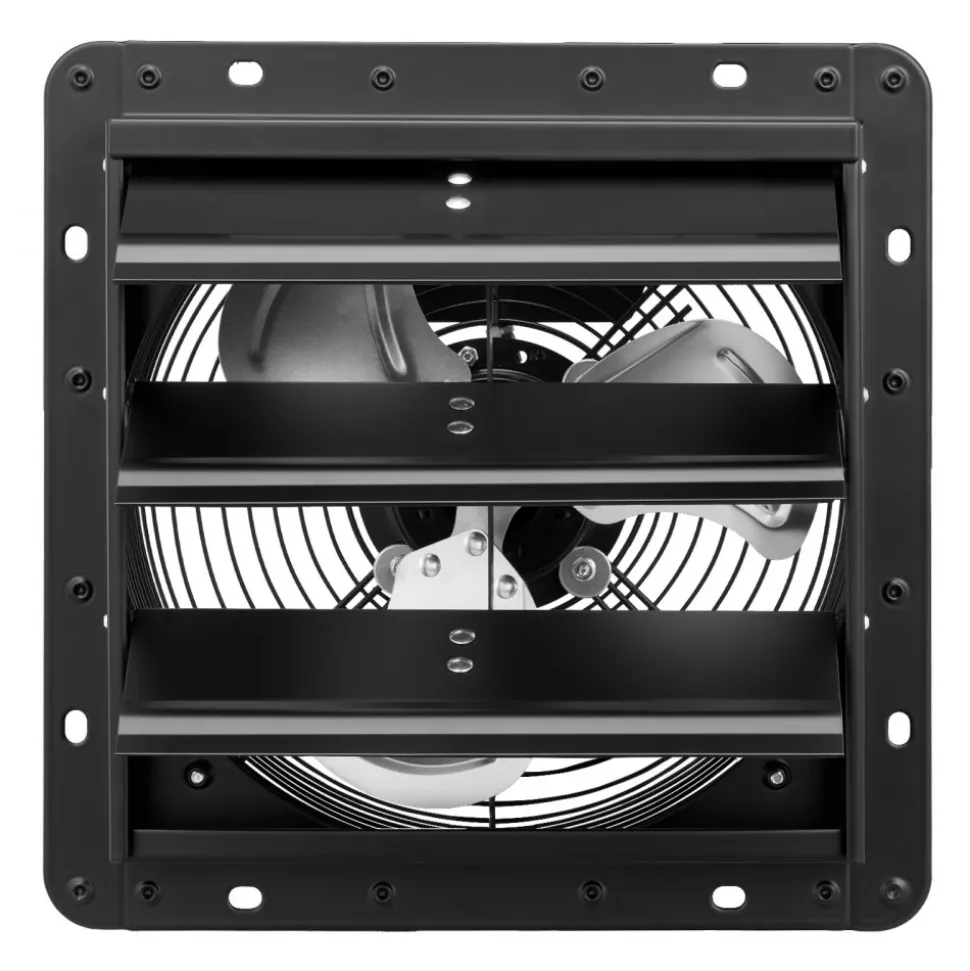 VEVOR 12 Inch Shutter Exhaust Fan Wall Mounted Automatic Louvers EC Motor, Steel Housing, Temperature & Humidity Controller, Ventilation & Cooling for Attic, Garage, Barn, Greenhouse, Workshop, Black