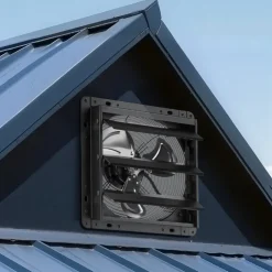 VEVOR 10 Inch Shutter Exhaust Fan Wall Mounted Automatic Louvers EC Motor, Steel Housing, Temperature & Humidity Controller, Ventilation & Cooling for Attic, Garage, Barn, Greenhouse, Workshop, Black