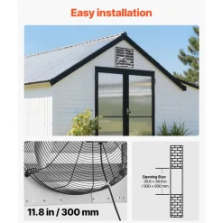 VEVOR 36 Inch Shutter Exhaust Fan Wall Mounted Automatic Louvers Silver, Sturdy Steel Housing, Low Noise, AC Motor, 9761 CFM Ventilation and Cooling for Attic, Garage, Barn, Greenhouse, Workshop