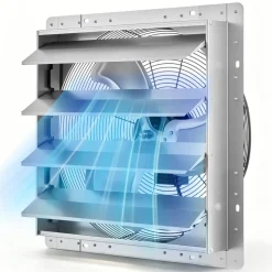VEVOR 20 Inch Shutter Exhaust Fan Wall Mounted Automatic Louvers Silver, Sturdy Steel Housing, Low Noise, AC Motor, 4499 CFM Ventilation and Cooling for Attic, Garage, Barn, Greenhouse, Workshop