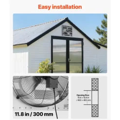 VEVOR 20 Inch Shutter Exhaust Fan Wall Mounted Automatic Louvers Silver, Sturdy Steel Housing, Low Noise, AC Motor, 4499 CFM Ventilation and Cooling for Attic, Garage, Barn, Greenhouse, Workshop