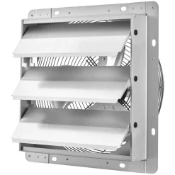VEVOR 14 Inch Shutter Exhaust Fan Wall Mounted Automatic Louvers EC Motor, Steel Housing, Temperature & Humidity Controller, Ventilation & Cooling for Attic, Garage, Barn, Greenhouse, Workshop, Black