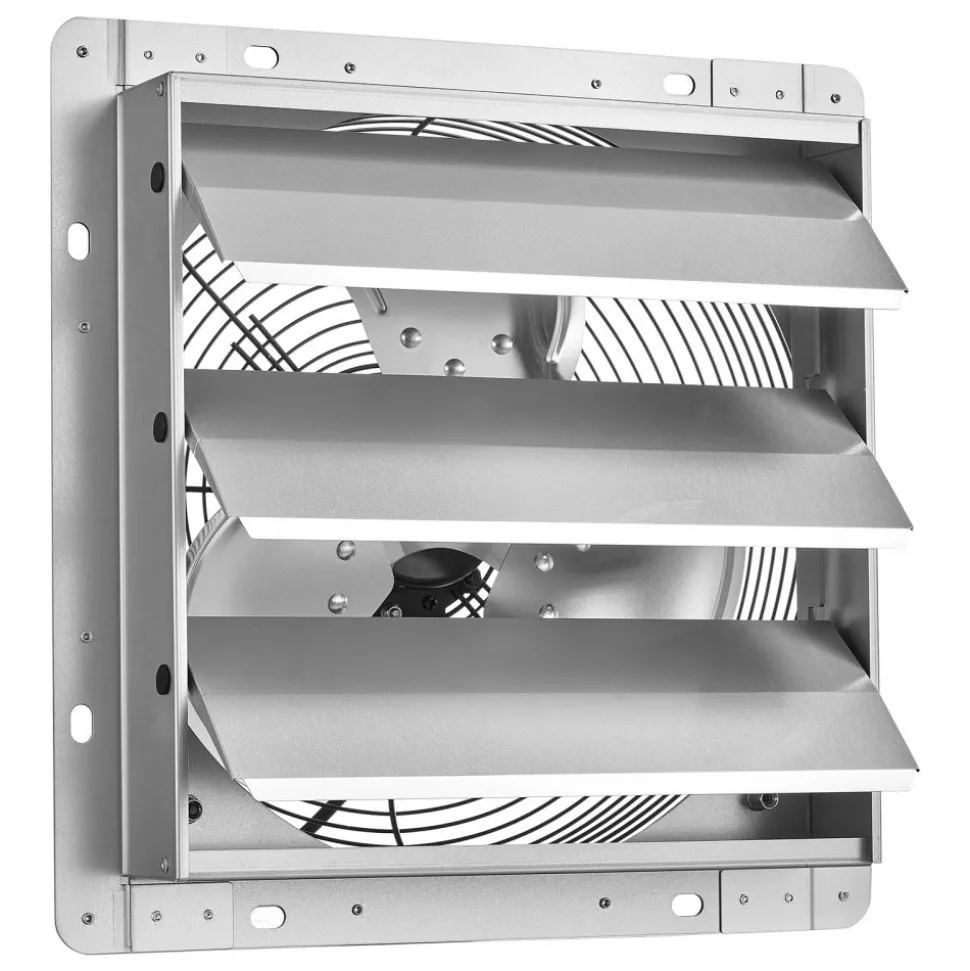 VEVOR 14 Inch Shutter Exhaust Fan Wall Mounted Automatic Louvers EC Motor, Steel Housing, Temperature & Humidity Controller, Ventilation & Cooling for Attic, Garage, Barn, Greenhouse, Workshop, Black