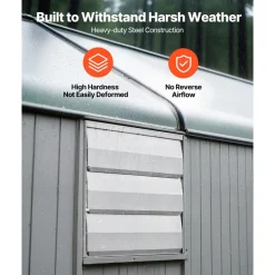 VEVOR 10 Inch Shutter Exhaust Fan Wall Mounted 874 CFM Automatic Louvers, Sturdy Steel Housing, Low Noise, AC Motor, Ventilation and Cooling for Attic, Garage, Barn, Greenhouse, Workshop, Silver
