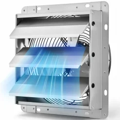 VEVOR 10 Inch Shutter Exhaust Fan Wall Mounted 874 CFM Automatic Louvers, Sturdy Steel Housing, Low Noise, AC Motor, Ventilation and Cooling for Attic, Garage, Barn, Greenhouse, Workshop, Silver