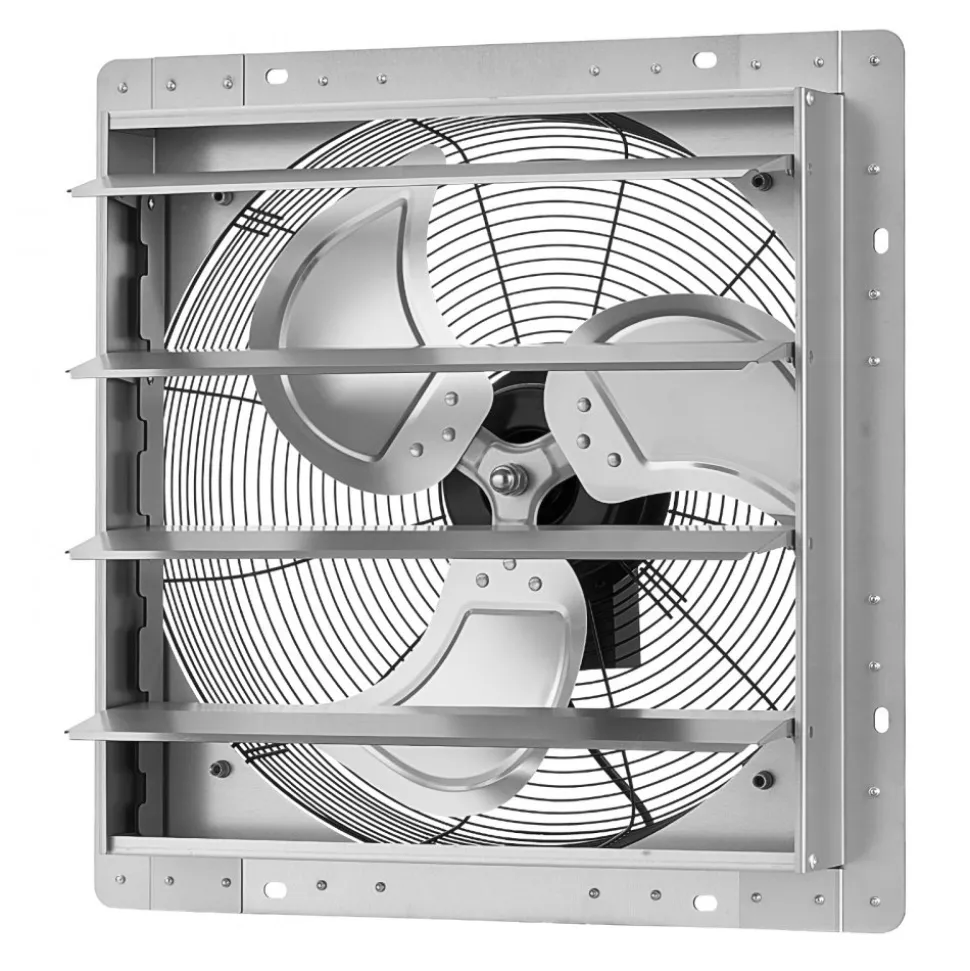 VEVOR 18 Inch Shutter Exhaust Fan Wall Mounted Automatic Louvers Silver, Sturdy Steel Housing, 3051 CFM Low Noise, AC Motor, Ventilation and Cooling for Attic, Garage, Barn, Greenhouse, Workshop