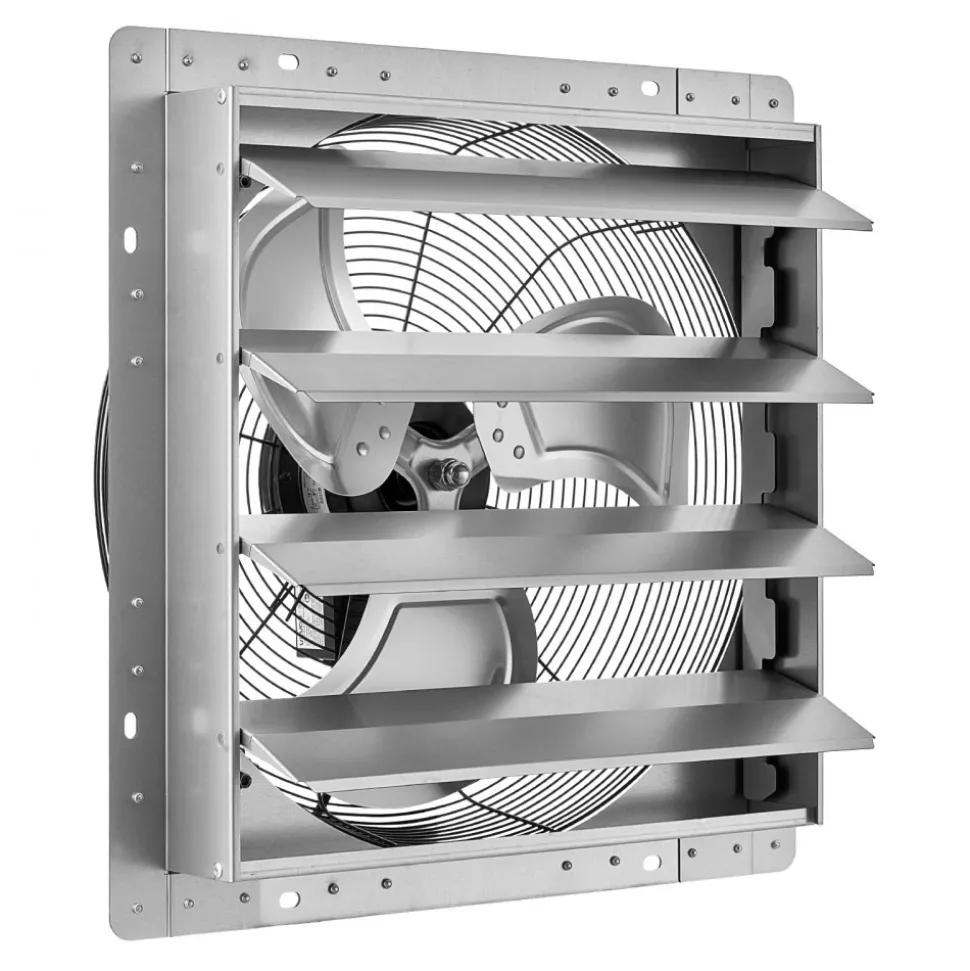 VEVOR 18 Inch Shutter Exhaust Fan Wall Mounted Automatic Louvers Silver, Sturdy Steel Housing, 3051 CFM Low Noise, AC Motor, Ventilation and Cooling for Attic, Garage, Barn, Greenhouse, Workshop