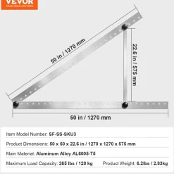 VEVOR 50-Inch Solar Panel Mounting Brackets, 0 to 90° Adjustable Tilt Mount Brackets Support 100-550W Solar Panels, Lightweight Aluminum Brackets with Folding Tilt Legs for RV, Roof, Boat, Off-Grid