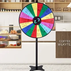 VEVOR 36 inch Spinning Prize Wheel, 18 Slots Spinning Wheel, Roulette Wheel with a Dry Erase and 2 Markers, Tabletop or Floor Standing Win Fortune Spin Games in Party Pub Trade Show Carnival
