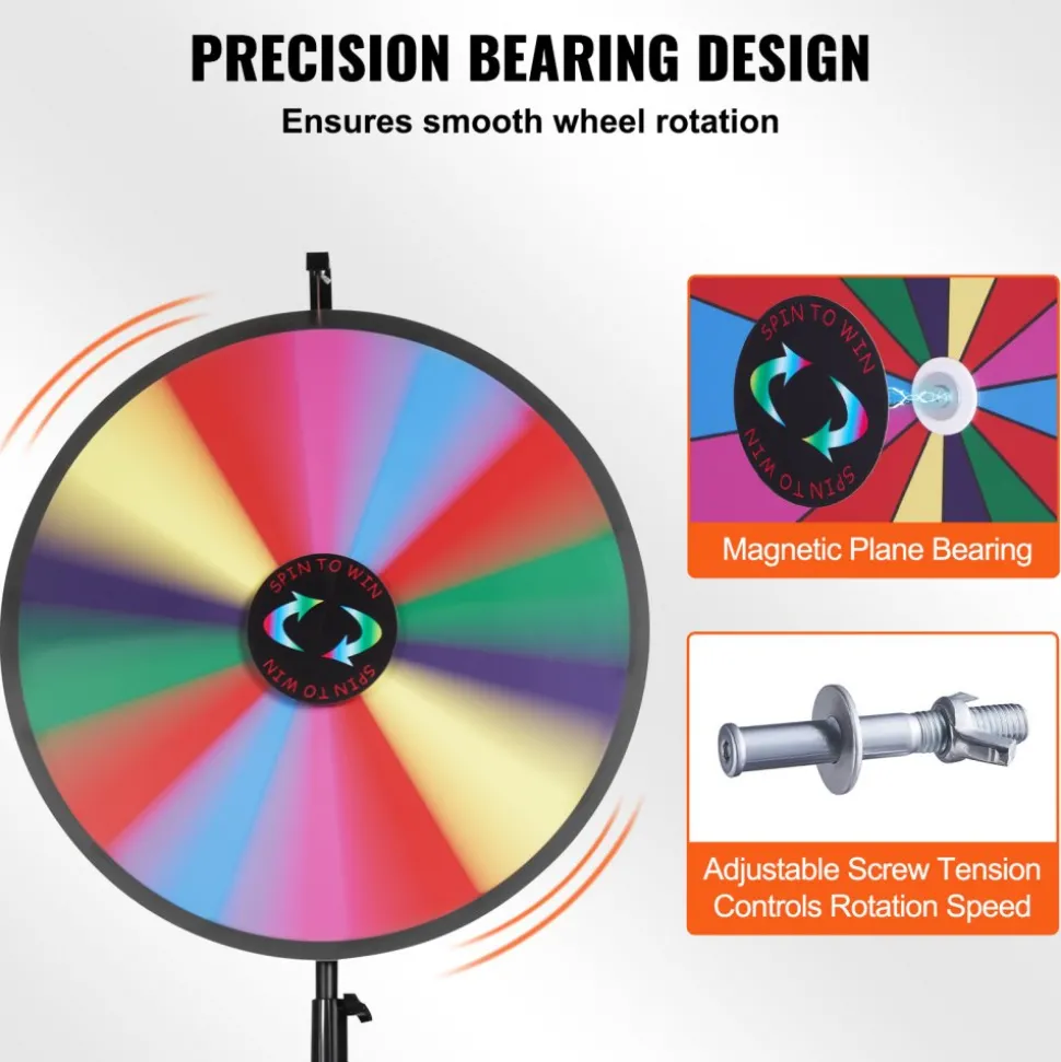 VEVOR 24 inch Spinning Prize Wheel, 14 Slots Spinning Wheel with Height Adjustable Stand, Roulette Wheel with a Dry Erase, and a Storage Bag, Win Fortune Spin Games in Party Pub Trade Show Carnival