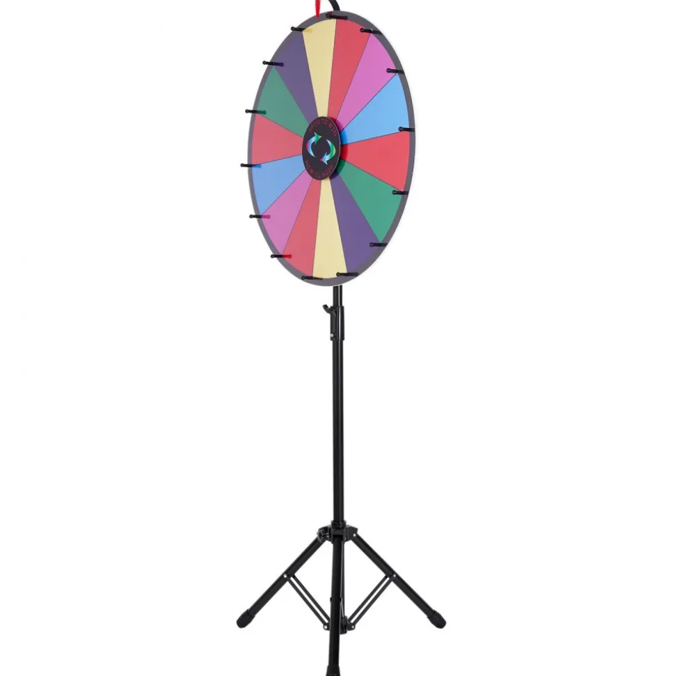 VEVOR 24 inch Spinning Prize Wheel, 14 Slots Spinning Wheel with Height Adjustable Stand, Roulette Wheel with a Dry Erase, and a Storage Bag, Win Fortune Spin Games in Party Pub Trade Show Carnival