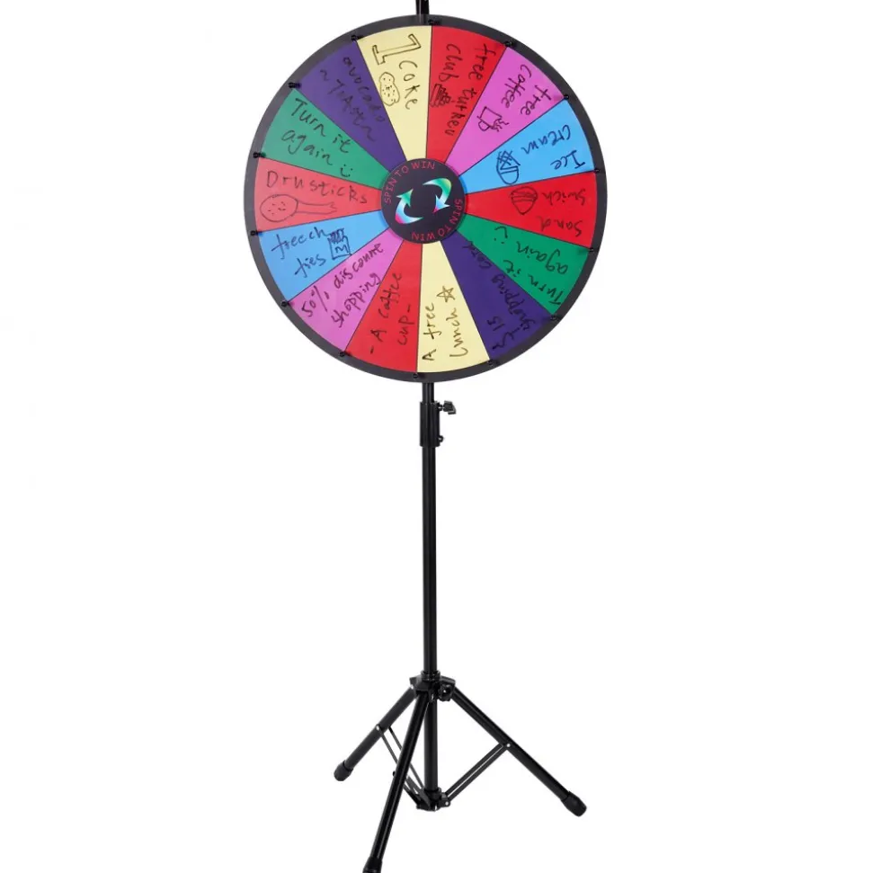 VEVOR 24 inch Spinning Prize Wheel, 14 Slots Spinning Wheel with Height Adjustable Stand, Roulette Wheel with a Dry Erase, and a Storage Bag, Win Fortune Spin Games in Party Pub Trade Show Carnival