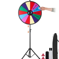 VEVOR 24 inch Spinning Prize Wheel, 14 Slots Spinning Wheel with Height Adjustable Stand, Roulette Wheel with a Dry Erase, and a Storage Bag, Win Fortune Spin Games in Party Pub Trade Show Carnival
