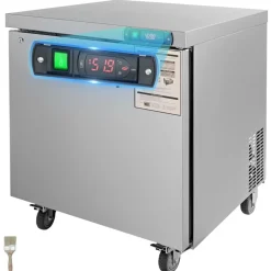VEVOR 28-inch Stainless Steel Undercounter Refrigerator, 7.4 Cubic Feet, with Fan-Assisted Cooling and Lockable Single Door, Ideal for Food Preparation Areas and Bars