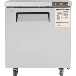 VEVOR 28-inch Stainless Steel Undercounter Refrigerator, 7.4 Cubic Feet, with Fan-Assisted Cooling and Lockable Single Door, Ideal for Food Preparation Areas and Bars