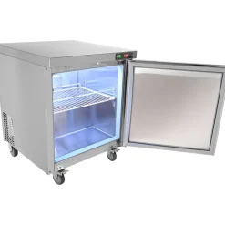 VEVOR 28-inch Stainless Steel Undercounter Refrigerator, 7.4 Cubic Feet, with Fan-Assisted Cooling and Lockable Single Door, Ideal for Food Preparation Areas and Bars