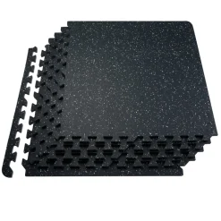 VEVOR 0.56 Inch Thick Gym Floor Mats, 6 Tiles Rubber Top with EVA Foam, 25