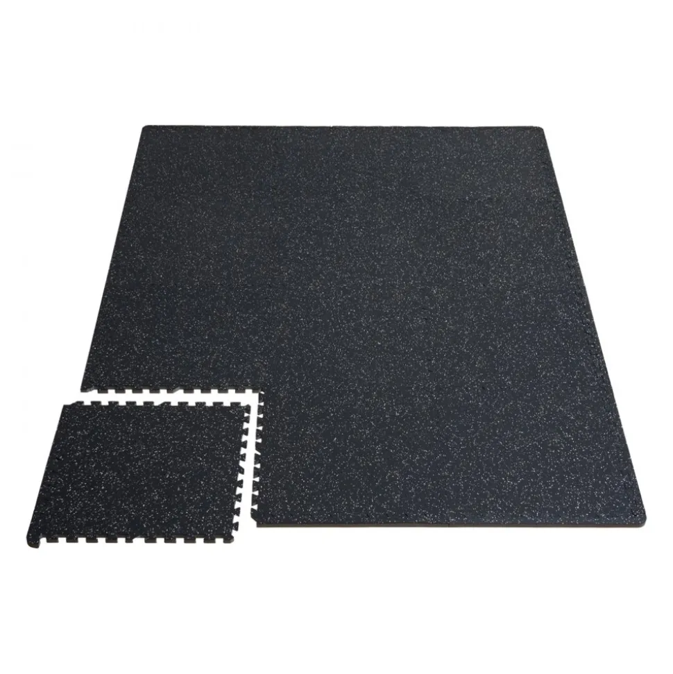 VEVOR 0.56 Inch Thick Gym Floor Mats, 6 Tiles Rubber Top with EVA Foam, 25" x 25" Gym Flooring Workout Mats with 25 sq.ft Coverage, Interlocking Puzzle Gym Mats for Gym, Home, Garage, Black & White