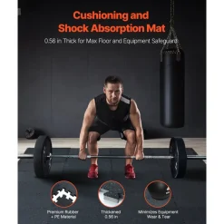 VEVOR 0.56 Inch Thick Gym Floor Mats, 6 Tiles Rubber Top with EVA Foam, 25" x 25" Gym Flooring Workout Mats with 25 sq.ft Coverage, Interlocking Puzzle Gym Mats for Gym, Home, Garage, Black & Blue