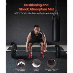 VEVOR 0.56 Inch Thick Gym Floor Mats, 12 Tiles Rubber Top with EVA Foam, 25" x 25" Gym Flooring Workout Mats with 48 sq.ft Coverage, Interlocking Puzzle Gym Mats for Gym, Home, Garage, Black & White