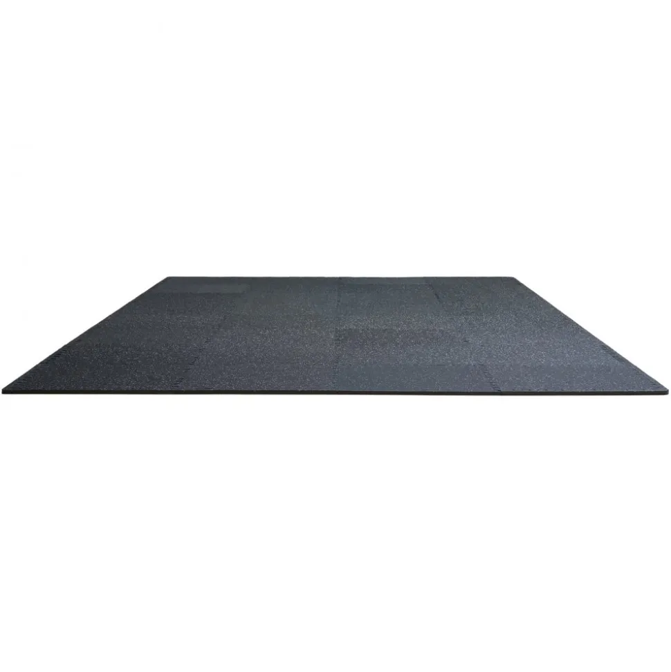 VEVOR 0.56 Inch Thick Gym Floor Mats, 12 Tiles Rubber Top with EVA Foam, 25" x 25" Gym Flooring Workout Mats with 48 sq.ft Coverage, Interlocking Puzzle Gym Mats for Gym, Home, Garage, Black & White