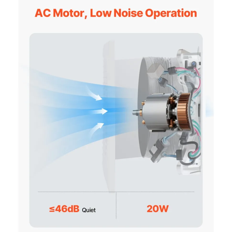VEVOR 6 inch Through-The-Wall Ventilation Fan, 110 CFM Through Wall Exhaust Fan with AC Motor, Quiet Vent Easy Installation for Bathroom,Garage,Laundry Room,Storage Room Air Exchanger