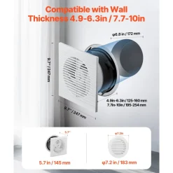VEVOR 6 inch Through-The-Wall Ventilation Fan, 110 CFM Through Wall Exhaust Fan with AC Motor, Quiet Vent Easy Installation for Bathroom,Garage,Laundry Room,Storage Room Air Exchanger