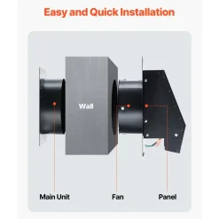 VEVOR 6 inch Through-The-Wall Ventilation Fan, 205 CFM Through Wall Exhaust Fan with AC Motor, Quiet Vent Easy Installation for Bathroom,Garage,Laundry Room,Storage Room Air Exchanger